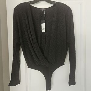 #01 -DYNAMITE open front bodysuit black size S- NWT
